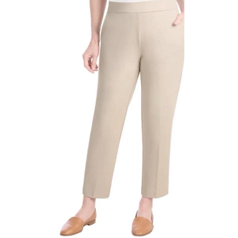 Hilary Radley Women's Crepe Pull-On Pant, Heather Light Sand, Size M. AS